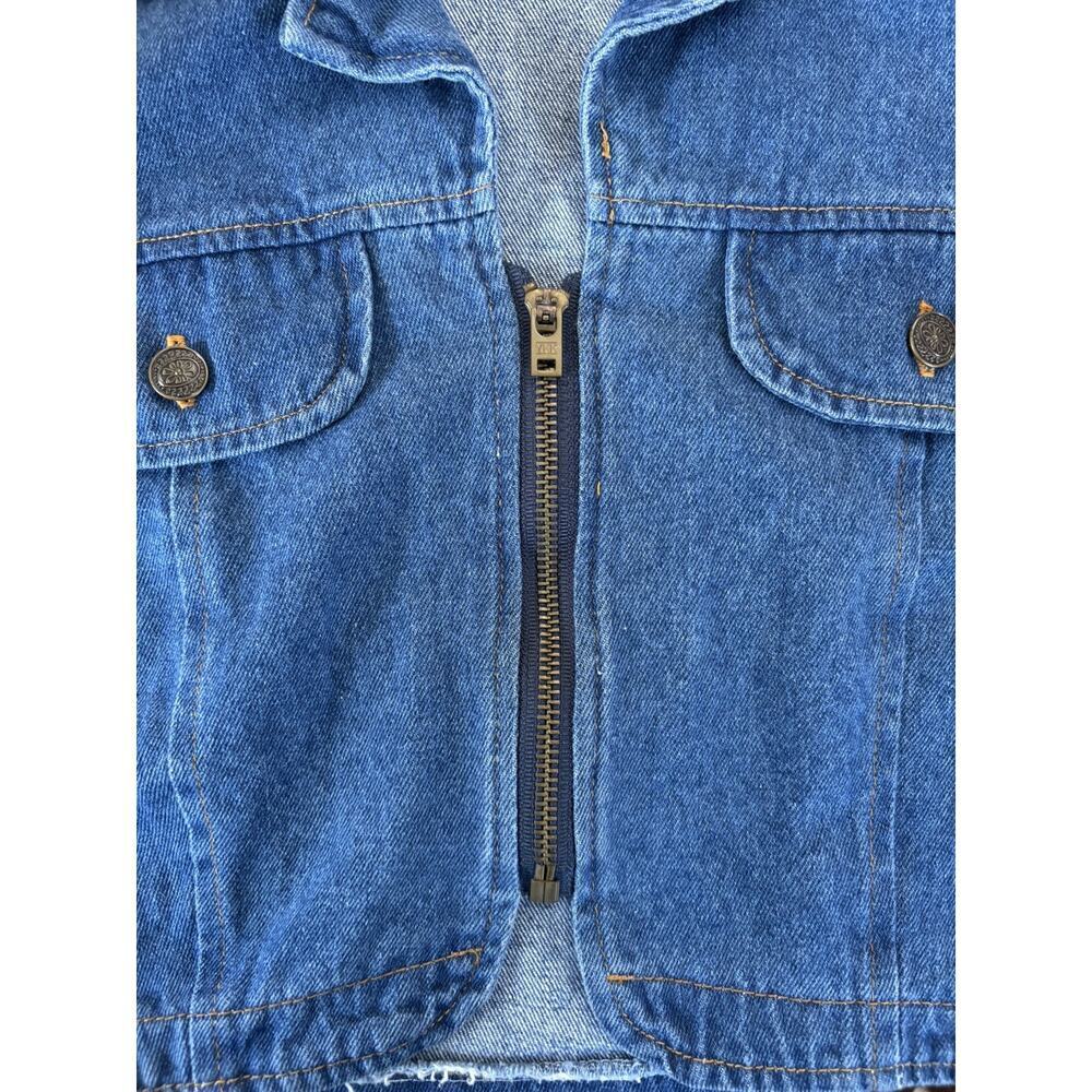 Good show Tickets Clothing Vintage cropped Denim Jean Vest 7/8 western boho zip - Picture 7 of 11